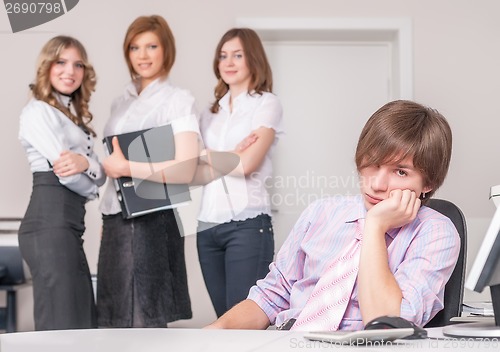 Image of Tired chief in office