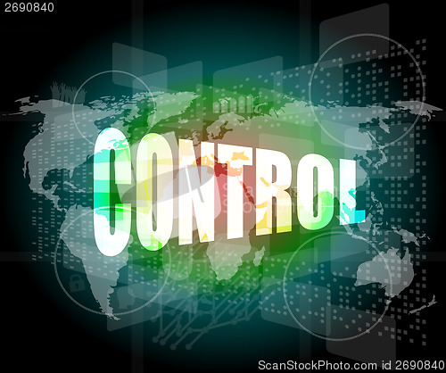 Image of control word on digital touch screen interface hi technology