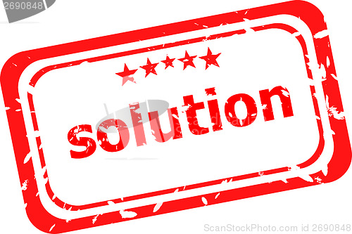 Image of Solution grunge rubber stamp on white background