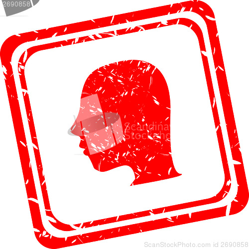 Image of SIlhouette of a head isolated, red stamp