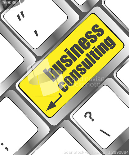 Image of Computer keyboard with business consulting key. business concept