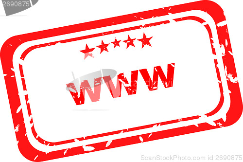 Image of www red Rubber Stamp over a white background