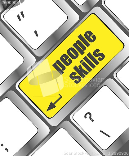 Image of people skills words, message on enter key of keyboard