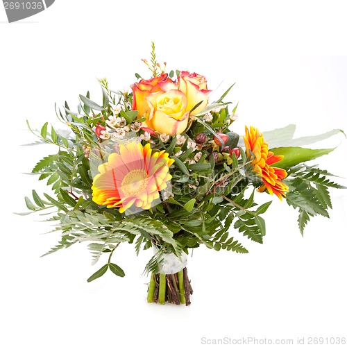 Image of Vivid orange gerbera daisy in a bouquet