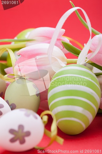 Image of beautiful easter egg decoration colorfull eggs seasonal pastel 