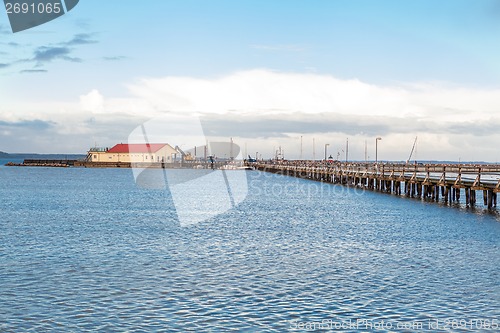 Image of Bridge or pier across an expanse of sea