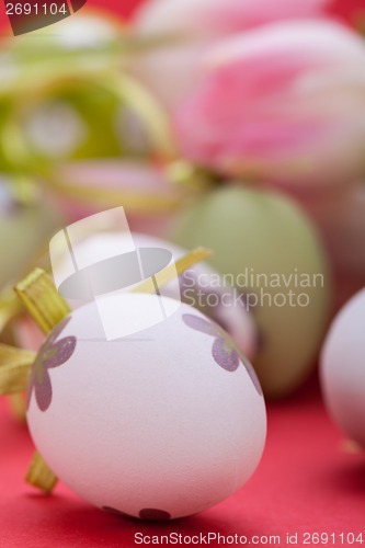 Image of beautiful easter egg decoration colorfull eggs seasonal pastel 