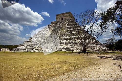 Image of  wild angle of the chichen itza temple  tulum mexico