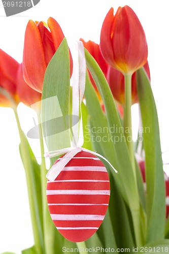 Image of Colourful red Easter still life