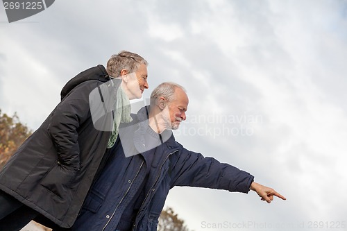 Image of happy senior couple elderly people together outdoor