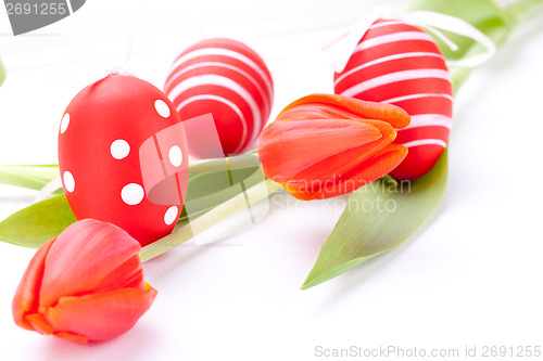 Image of Colourful red Easter still life