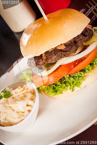 Image of Cheeseburger with cole slaw 