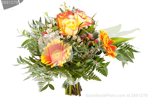 Image of Vivid orange gerbera daisy in a bouquet