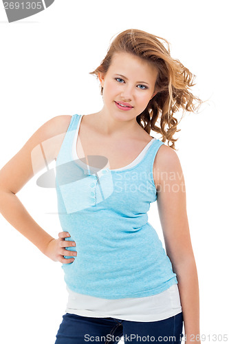Image of young teenager girl smiling having fun portrait