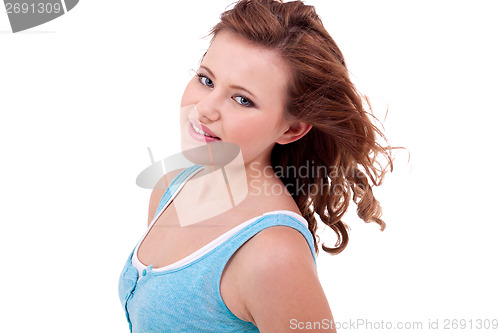 Image of young teenager girl smiling having fun portrait