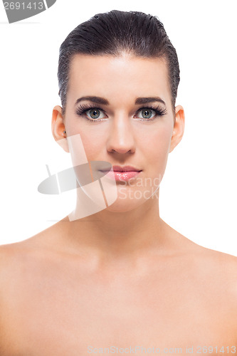Image of beautiful young woman with perfect skin and soft makeup