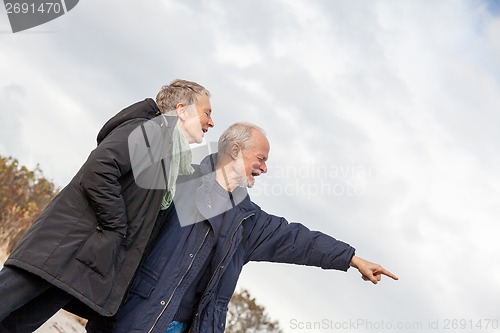 Image of happy senior couple elderly people together outdoor