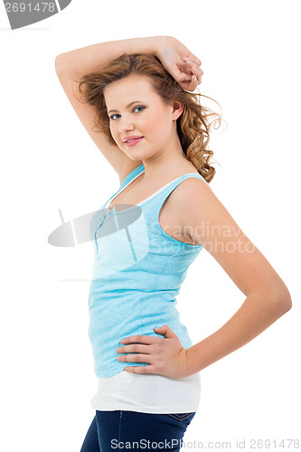 Image of young teenager girl smiling having fun portrait