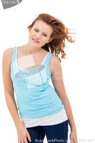 Image of young teenager girl smiling having fun portrait