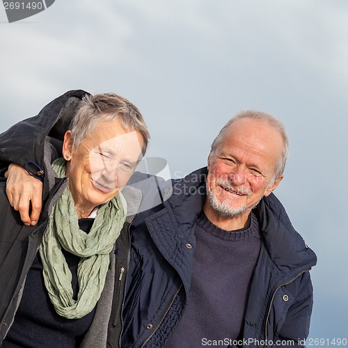 Image of happy senior couple elderly people together outdoor