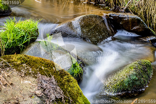 Image of Falls on the small mountain river in a wood