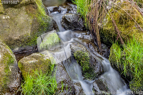 Image of Falls on the small mountain river in a wood