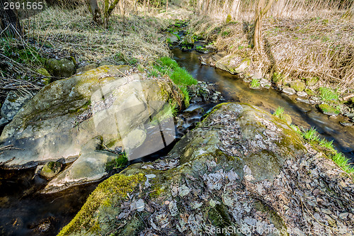 Image of Falls on the small mountain river in a wood