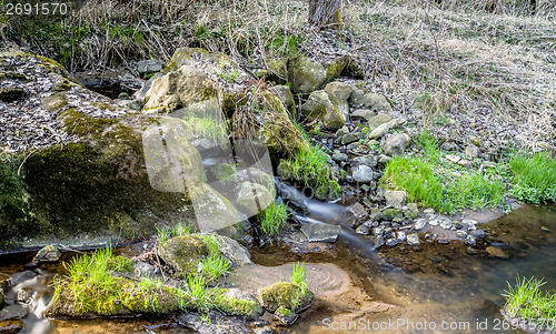 Image of Falls on the small mountain river in a wood