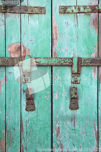 Image of green wooden door