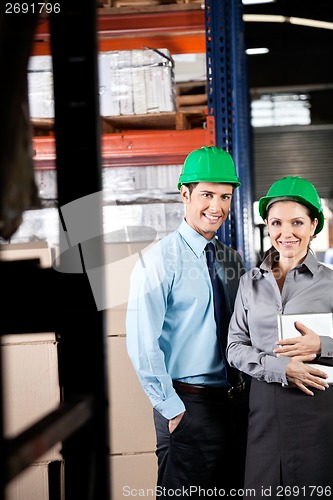 Image of Supervisors With Digital Tablet At Warehouse