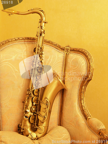 Image of 2- Saxophone on ancient armchair