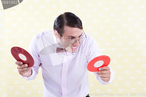 Image of Geek with LP Record