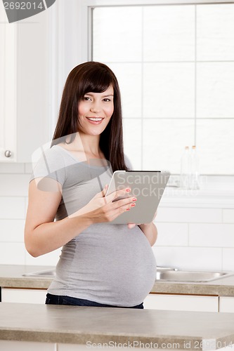 Image of Pregnant Woman with Digital Tablet