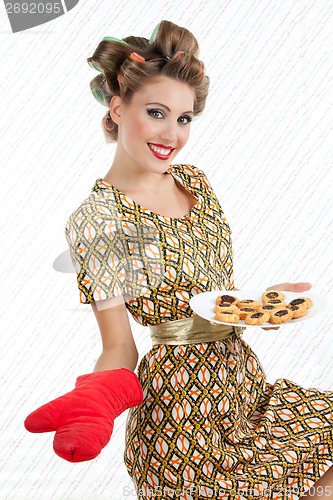 Image of Retro Woman with Cookies