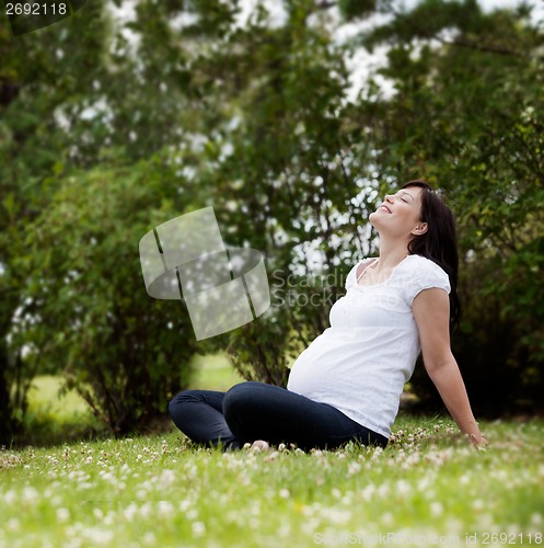 Image of Pregnant Woman in Park