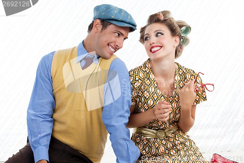 Image of Portrait of Happy Retro Couple