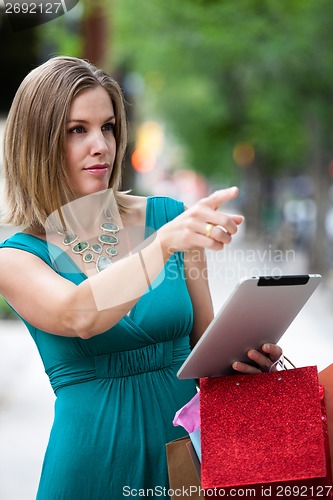 Image of Shopping Woman with Digital Tablet