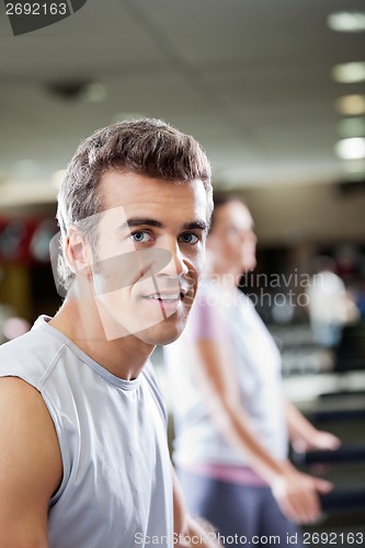 Image of Man On Treadmill In Health Club