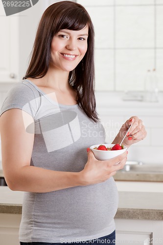 Image of Pregnant Woman with Healthy Meal