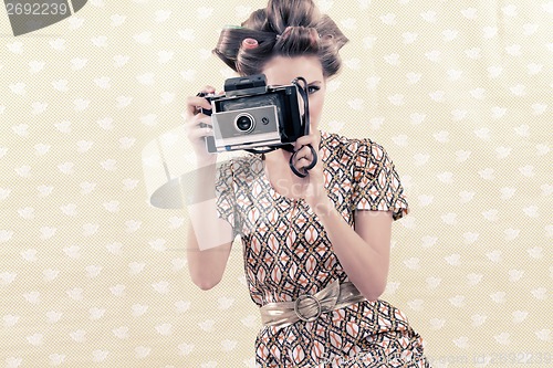 Image of Retro Woman with 4x6 Camera