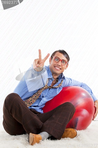 Image of Retro Man with Pilates Ball