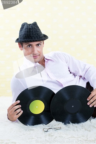 Image of Retro Male with Vinyl Record