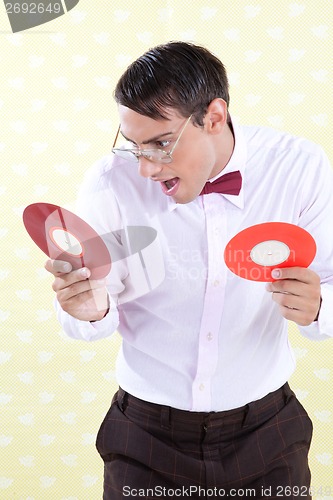 Image of Geek with Vinyl Record