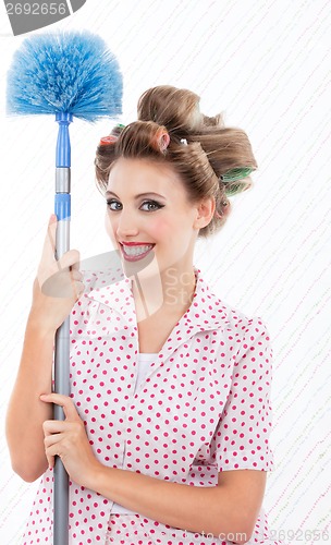 Image of Retro Woman with Duster