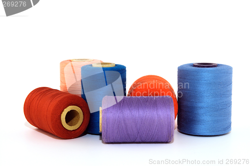 Image of Colorful thread bobbins