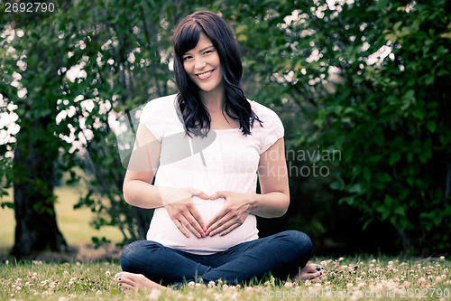 Image of Portrait of Happy Pregnant Woman