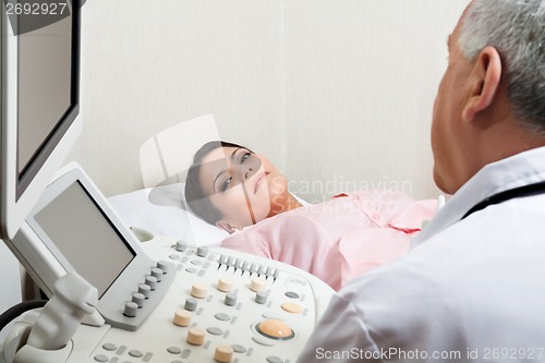 Image of Female For Ultrasound Check Up At Clinic