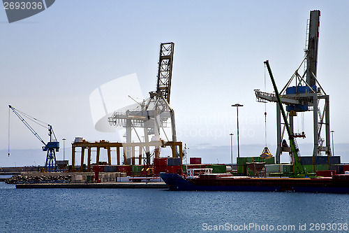 Image of spain crane and harbor  arrecife teguise lanzarote 