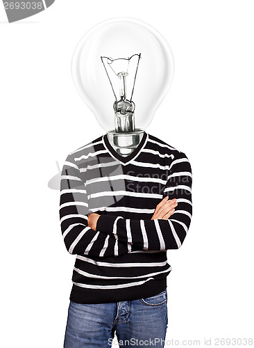 Image of Lamp Head Man In Striped Pullover