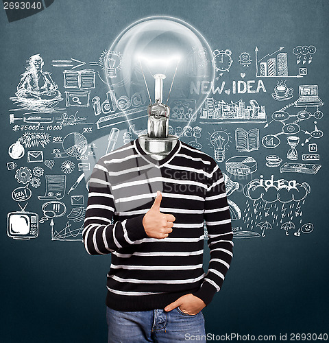 Image of Lamp Head Man In Striped Pullover